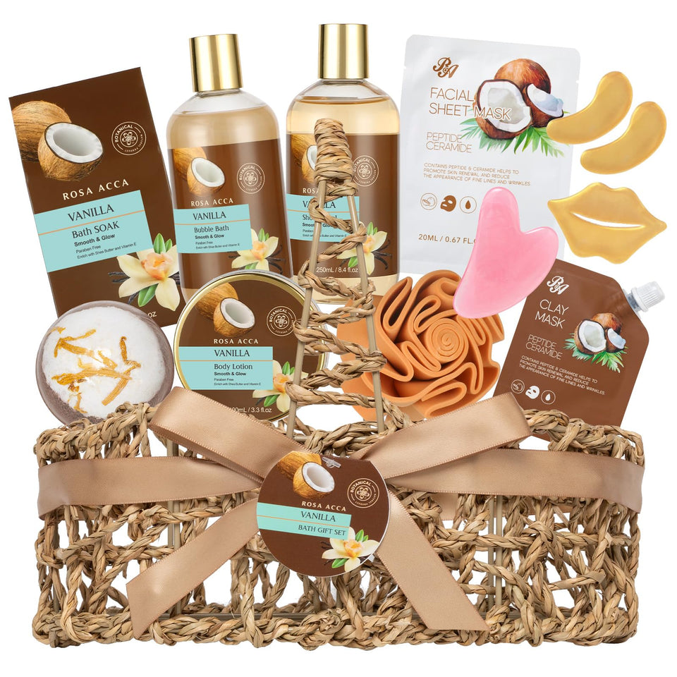 RA ROSA ACCA Mother's Day gift basket, elegantly wrapped for a luxurious home spa moment or thoughtful gifting.