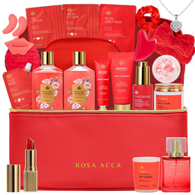 RA ROSA ACCA rose gift basket front view, ideal for pampering at home