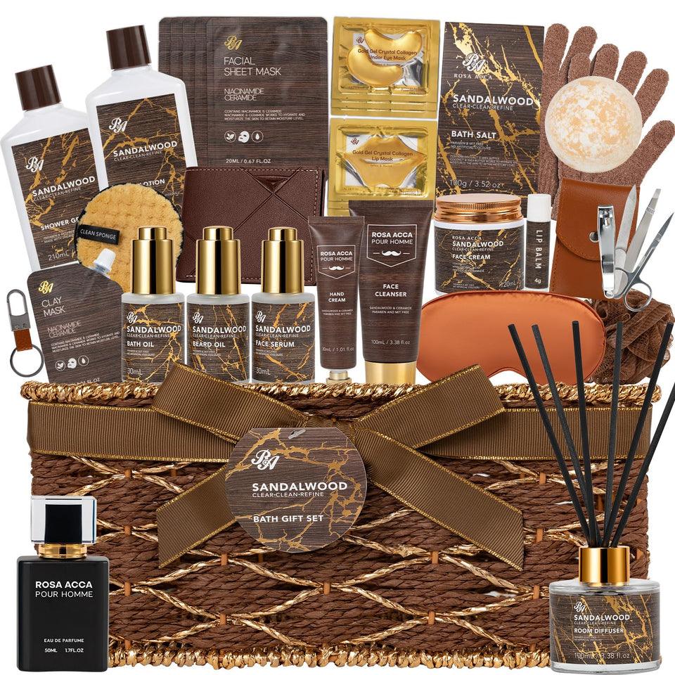 RA ROSA ACCA sandalwood gift basket for men, ideal for birthday surprises and self-care