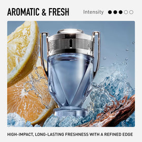 Rabanne Invictus bottle spray action showing easy application on pulse points.