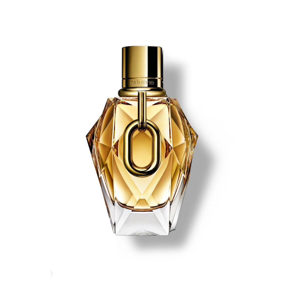 Rabanne Million Gold for Her bottle close-up showing luxurious design and radiant golden tones