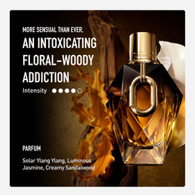 Rabanne Million Gold for Her bottle features metallic rose oxide detail