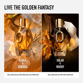 Rabanne Million Gold for Her elegant gold plate pairing adds luxury