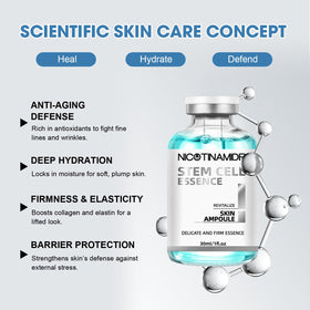 Racgrul Stem Cell Serum light texture image emphasizes non-greasy hydration.