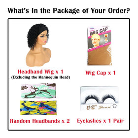 R RACILY HAIR packaging includes wig, cap, and headbands for styling