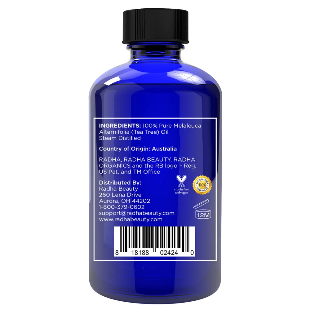 Radha Beauty Tea Tree Oil dropper for precise blends and easy dosing