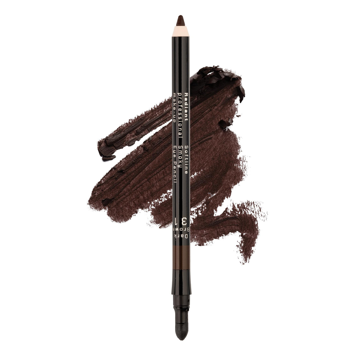 Radiant Hellenica eyeliner pencil in dark brown glides smoothly for precise definition.