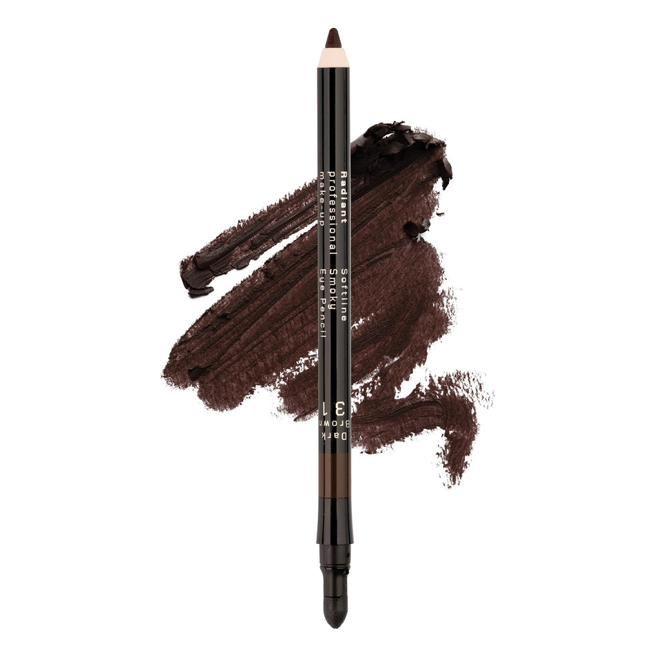 Radiant Hellenica eyeliner pencil in dark brown glides smoothly for precise definition.