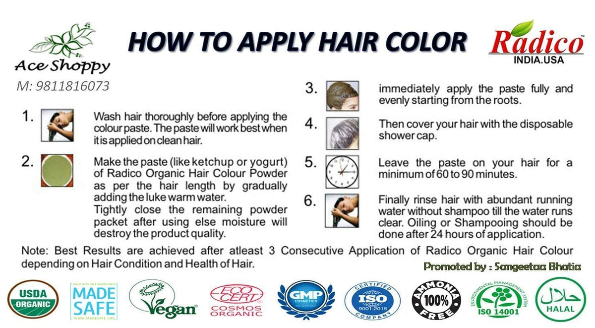 Radico Colour Me Organic Dark Brown eco-friendly formula highlights sustainability.