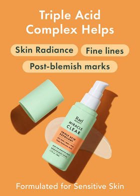 Rael Miracle Clear gel-serum texture close-up illustrating gentle exfoliation and smoothing.