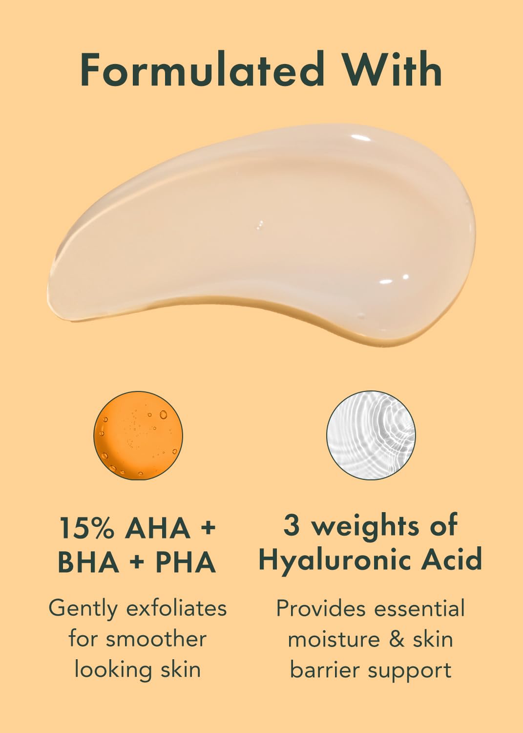 Rael Miracle Clear glow shot showing instant hydration with hyaluronic acids.