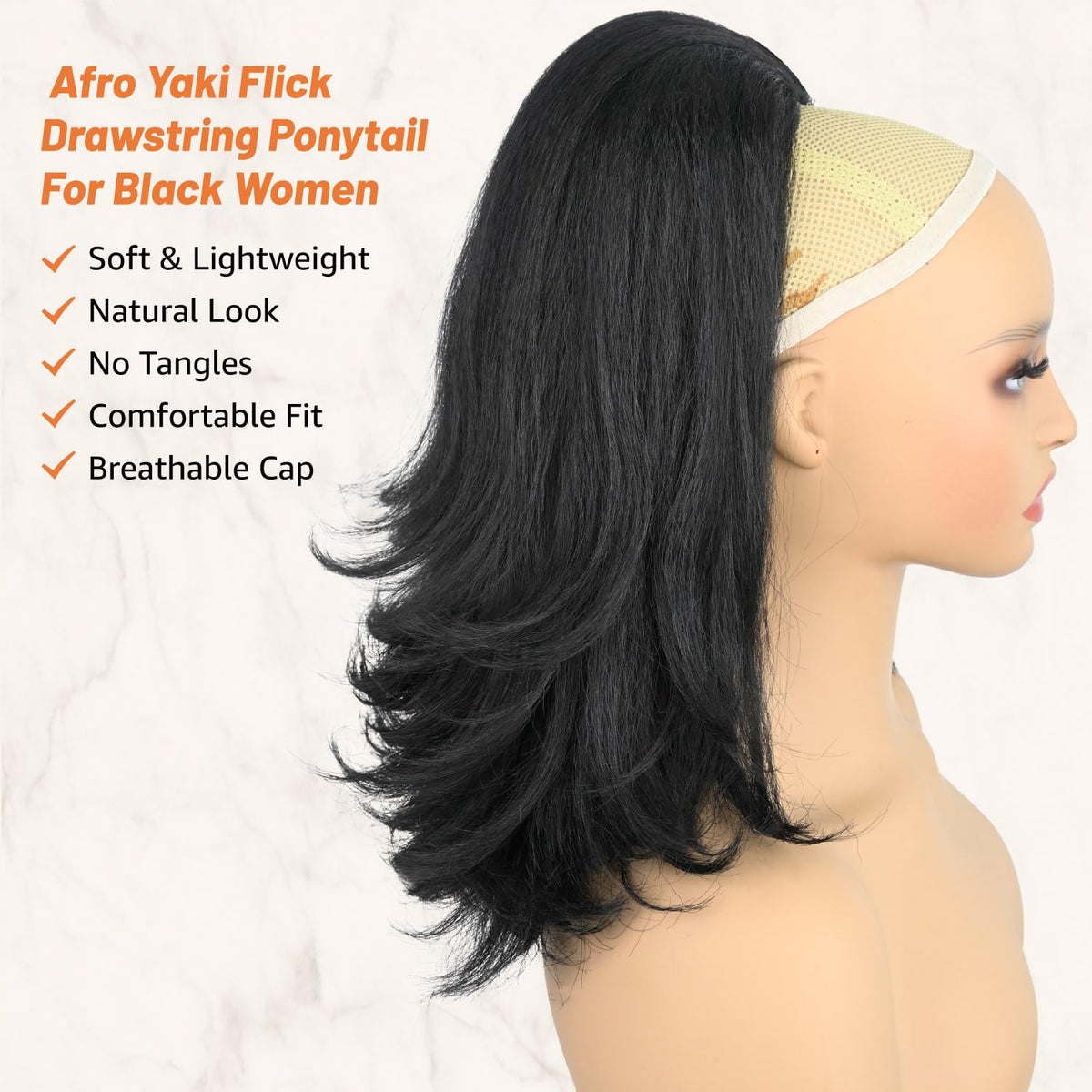 Rafabcici drawstring ponytail with secure two-comb fit for busy days.