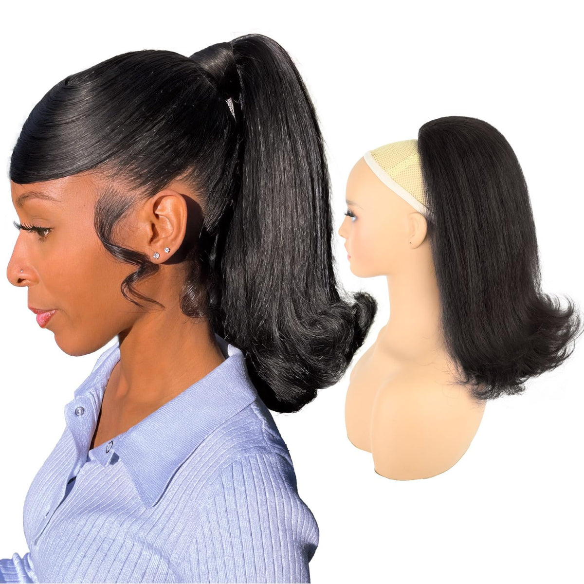 Rafabcici Flick Ponytail 14in yaki straight drawstring adds natural-looking volume