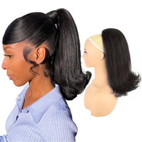 Rafabcici Flick Ponytail 14in yaki straight drawstring adds natural-looking volume