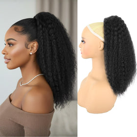 Rafabcici kinky straight 16in drawstring ponytail for natural look