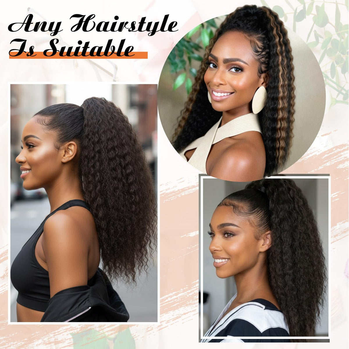 Rafabcici natural black yaki straight texture blends with hair