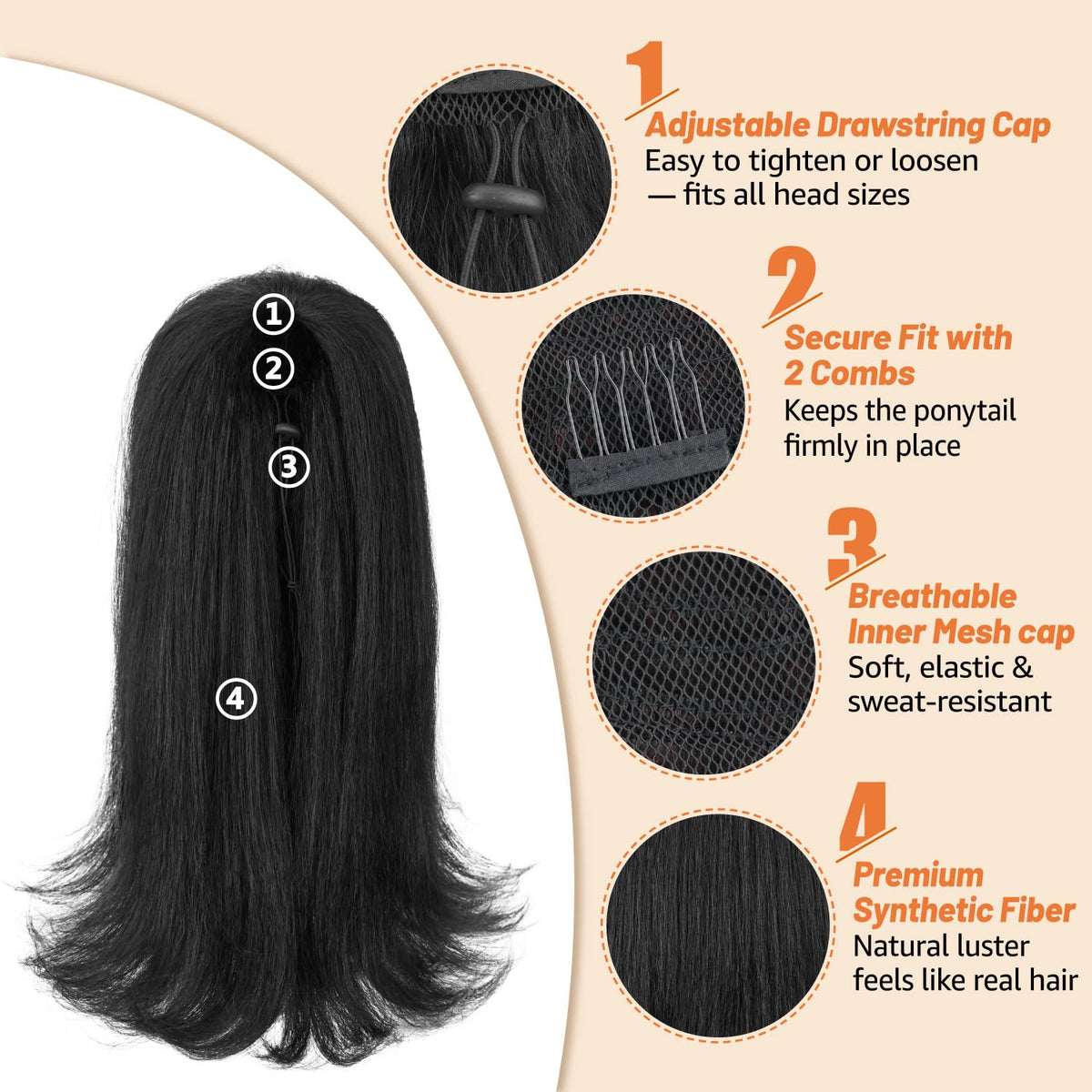 Rafabcici ponytail flick end design adds volume and retro flair.