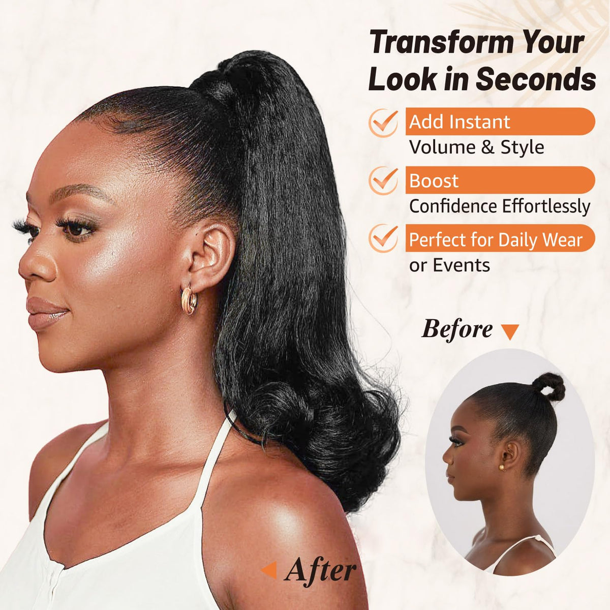 Rafabcici drawstring ponytail installs in seconds with built-in combs