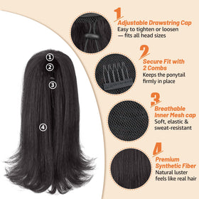 Rafabcici shoulder-length ponytail with wrap-around tail for quick, secure styling