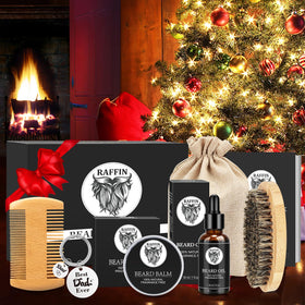 RAFFIN grooming set closeup shows premium materials