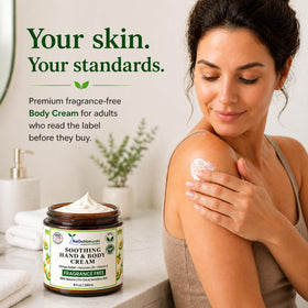 RaGaNaturals unscented cream on hand demonstrates quick absorption