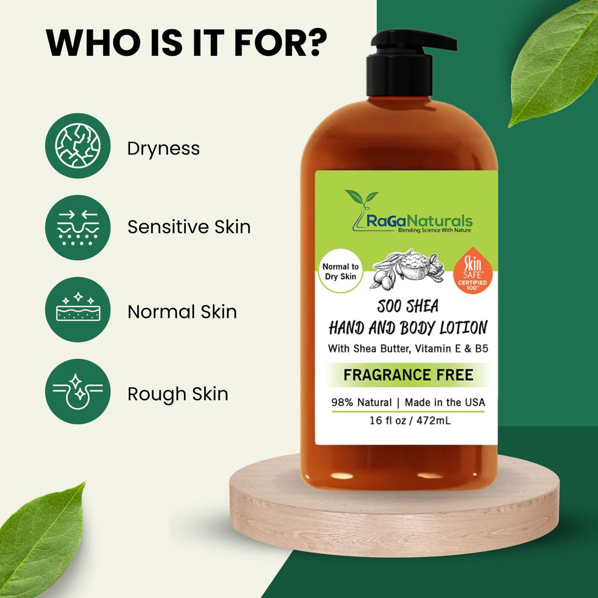 RaGaNaturals fragrance-free label on unscented lotion