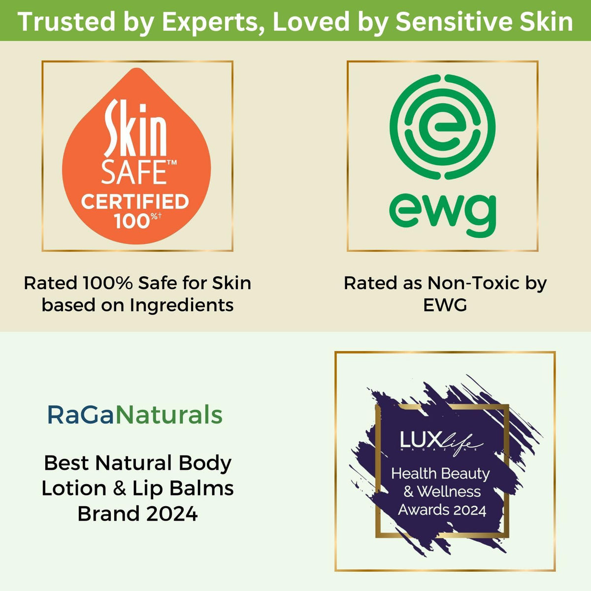 RaGaNaturals USA-made seal on lotion packaging