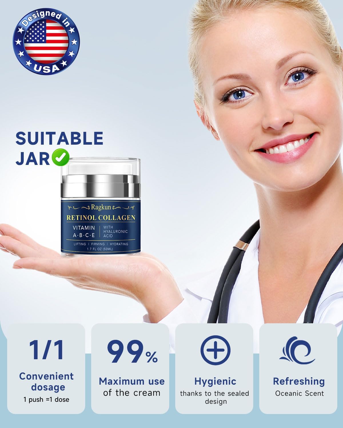 Ragkun hyaluronic acid moisturizer close-up emphasizes deep hydration