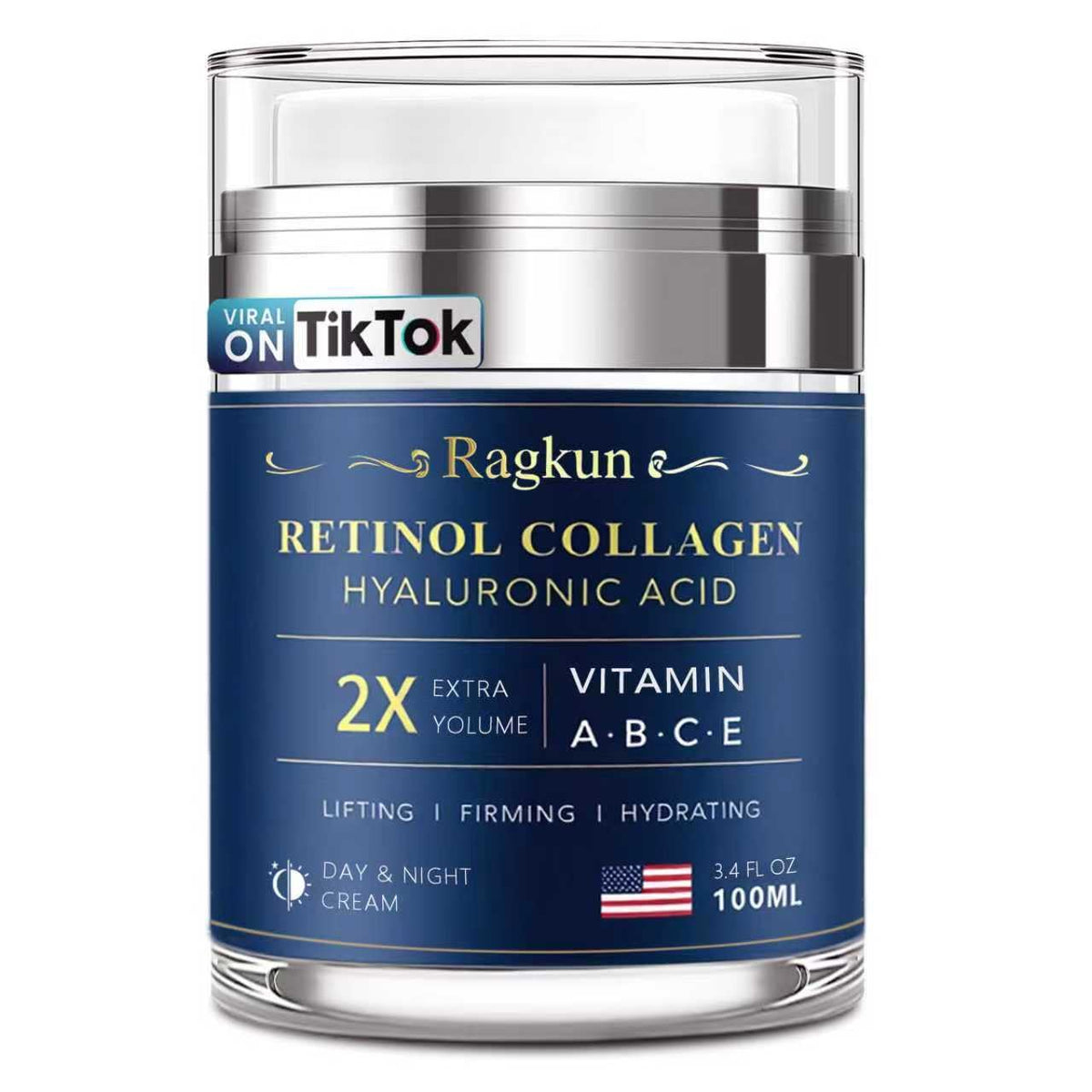 Ragkun Retinol Cream bottle application for precise, mess free dispensing
