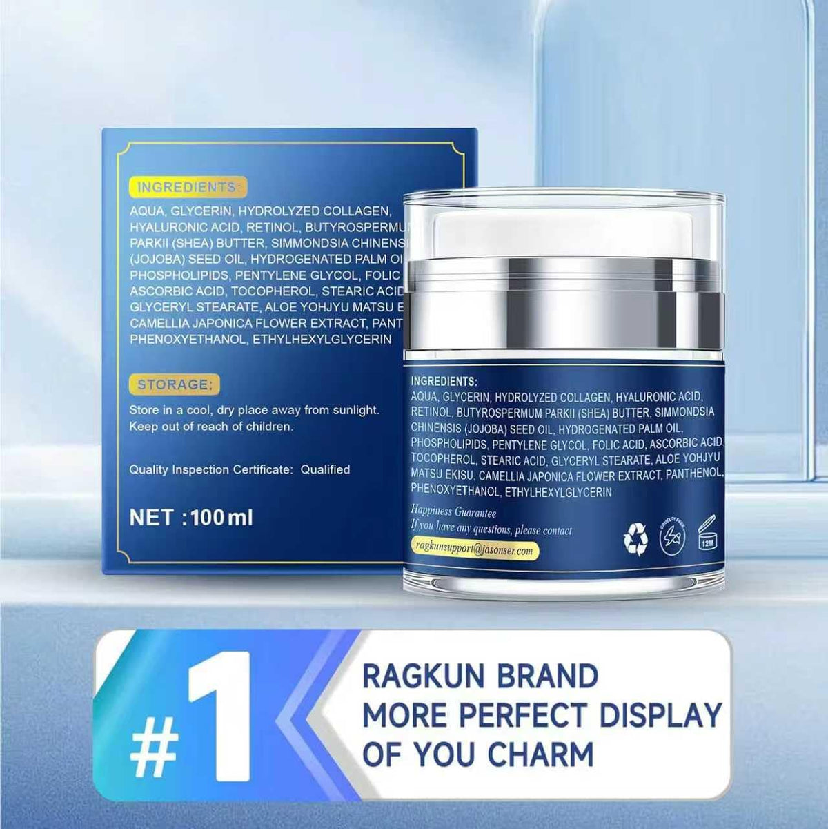 Ragkun Retinol Cream packaging with press on design preserves freshness