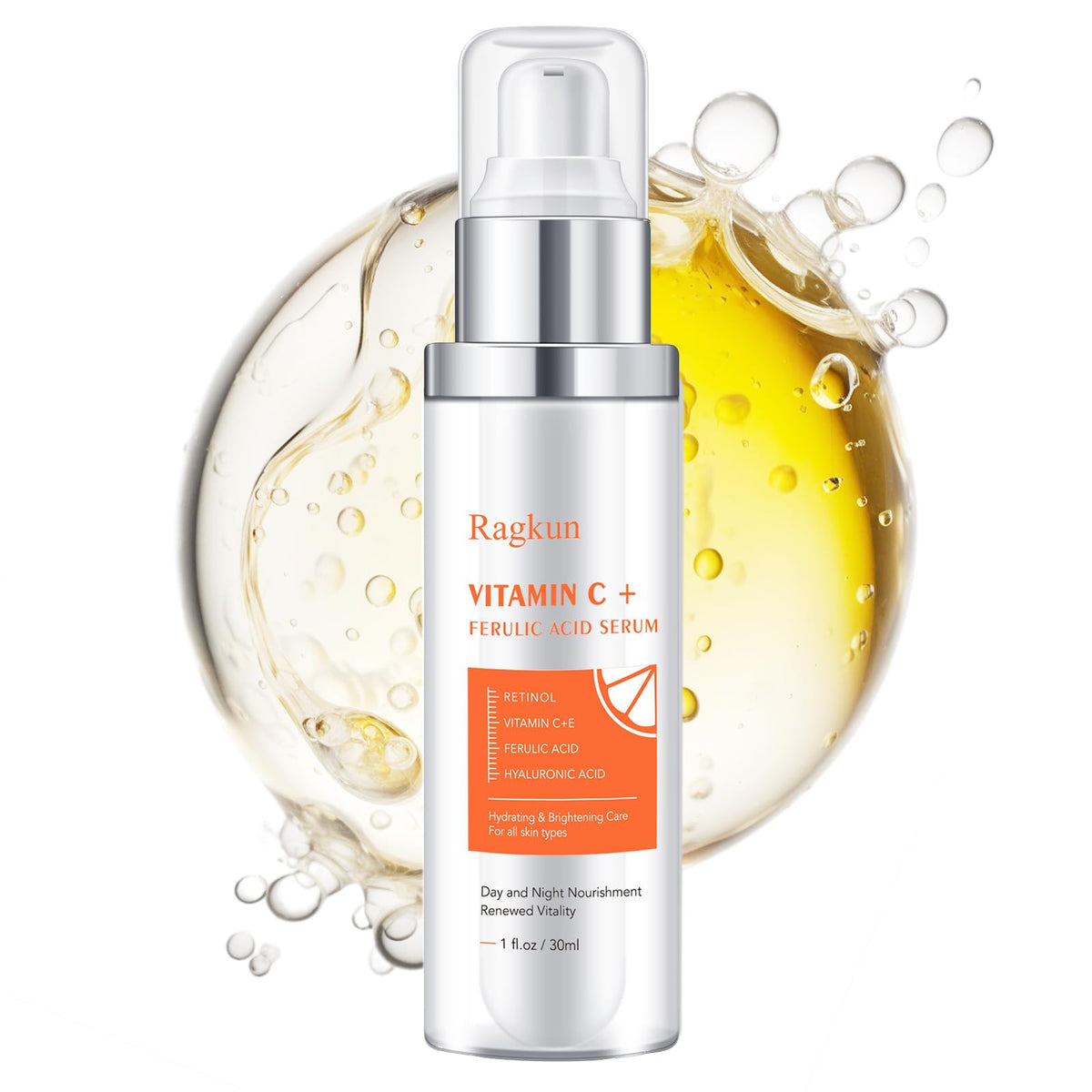 Ragkun Vitamin C Serum bottle front showing premium packaging for daily brightening.
