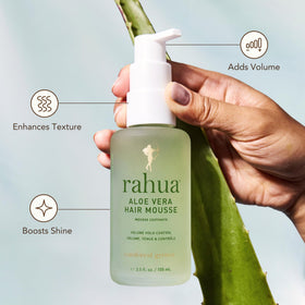 Rahua Aloe Hair Mousse foamy dispense shows airy texture and lift.