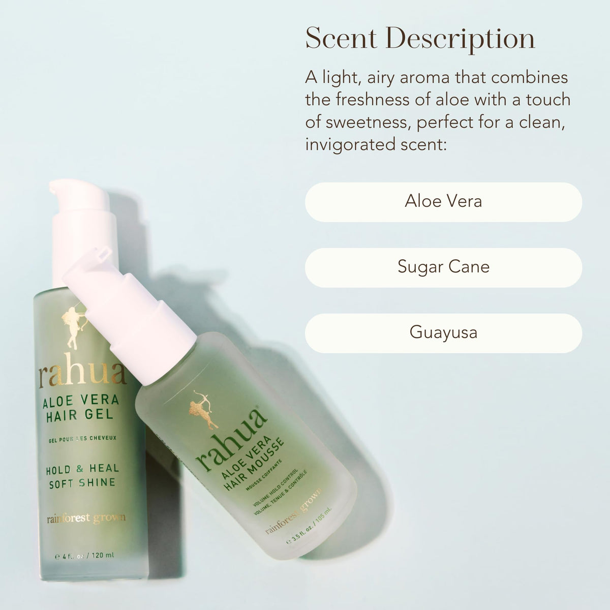 Rahua Aloe Hair Mousse silky shine on finished hair.