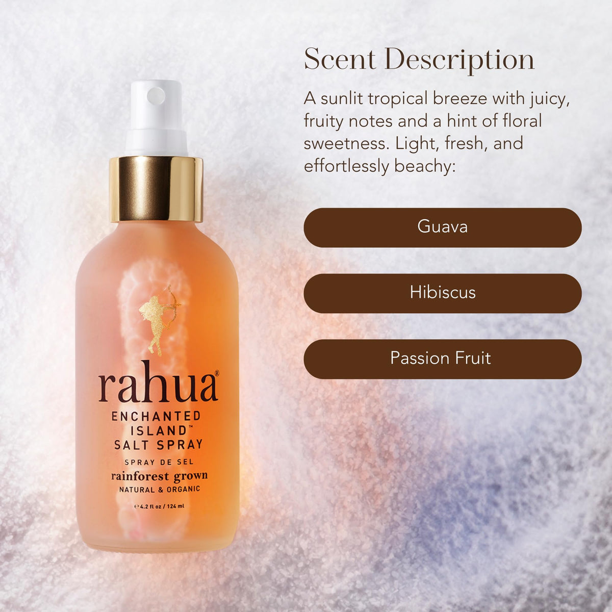 Mist from Rahua Enchanted Island Salt Spray on hair showing light texture.