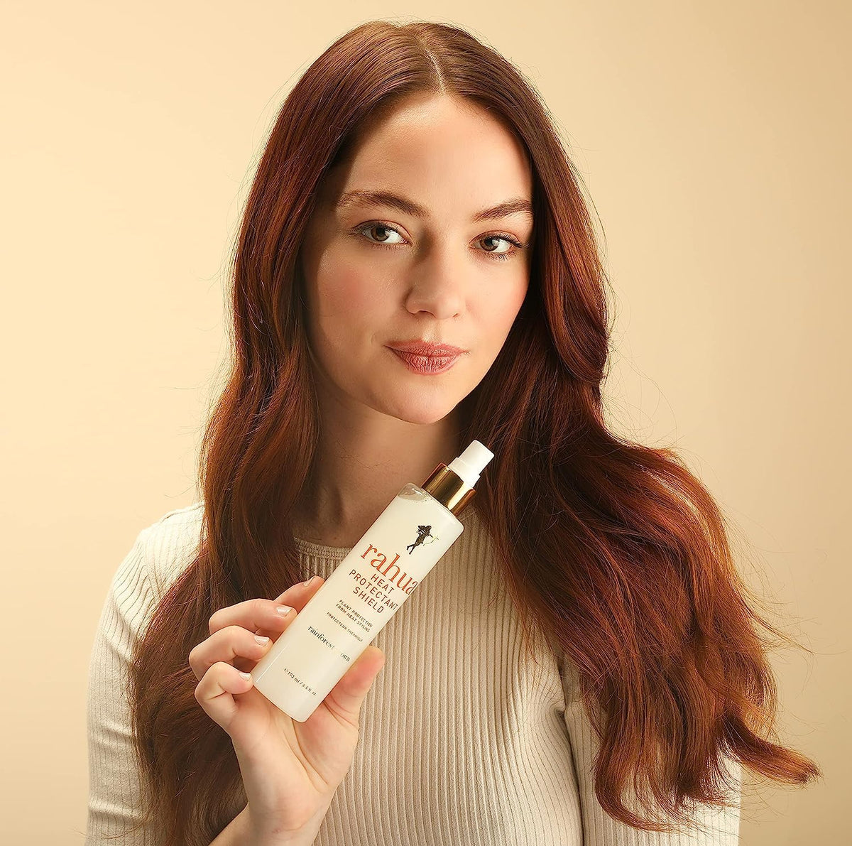 Rahua Heat Protectant Shield spray mist evenly coats hair
