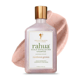 Rahua Scalp Exfoliating Shampoo bottle shows a refreshing, spa-like cleanse.