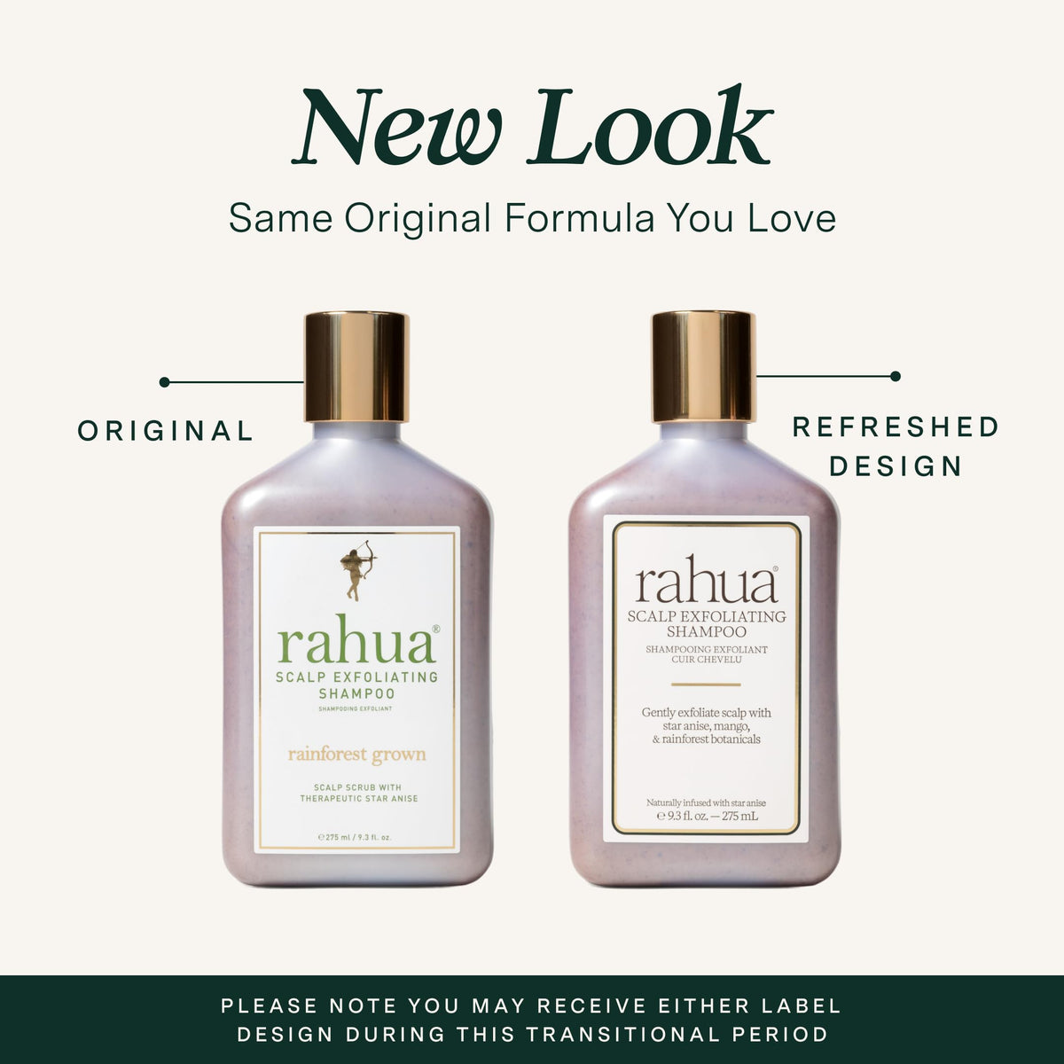 Rahua Scalp Exfoliating Shampoo label highlights clean, cruelty-free ingredients.