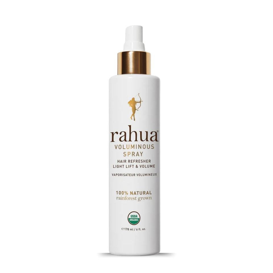 Rahua Voluminous Spray bottle shown for root refresh and lift