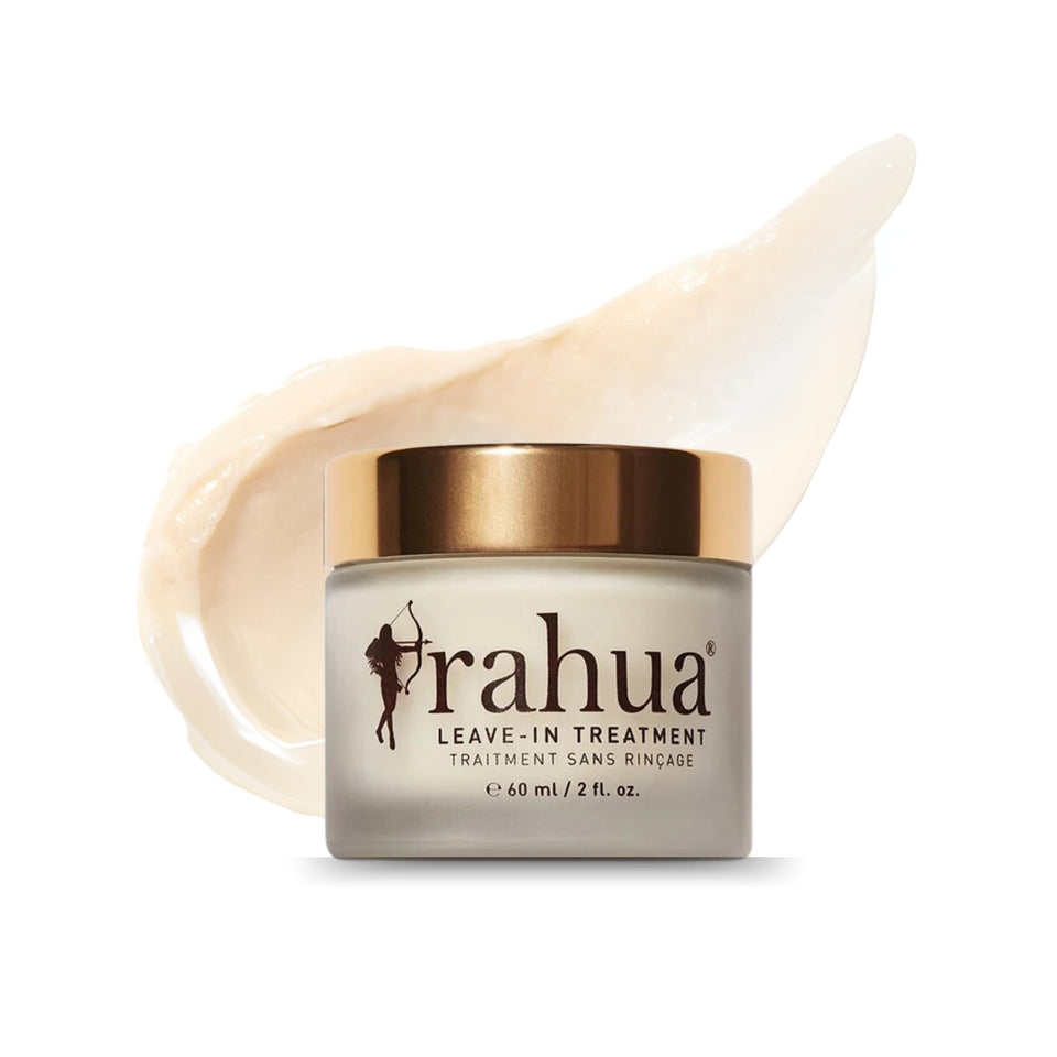 Rahua women's leave-in treatment bottle with multicoloured packaging for lightweight protection.