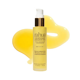 Rahua Women's Legendary Amazon Oil bottle gleaming; lightweight hydration for a radiant shine.