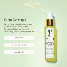 Rahua plant-based blend with Sacha Inchi and Morete oils; clean, paraben-free formula.