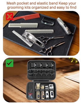RAIACE mesh pockets keep grooming tools neatly organized.