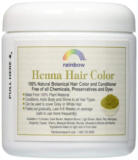 Rainbow Research Henna Persian Light Brown pack shows pure plant-based color option.