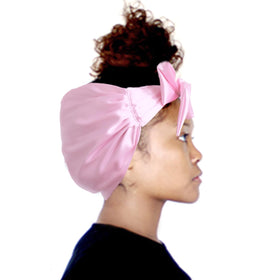 Rainbowstar satin hair wrap closeup shows smooth fabric for gentle protection.