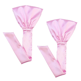 Rainbowstar satin hair wrap on head at night for secure protection.