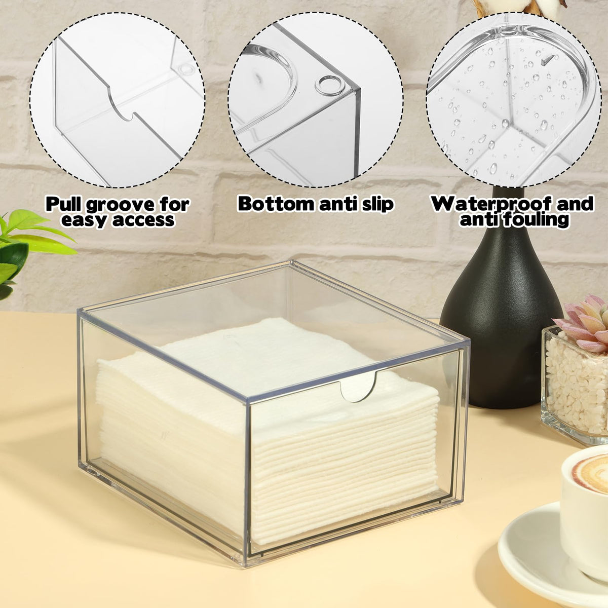 Rainmae clear makeup organizer stackable design shows contents at a glance