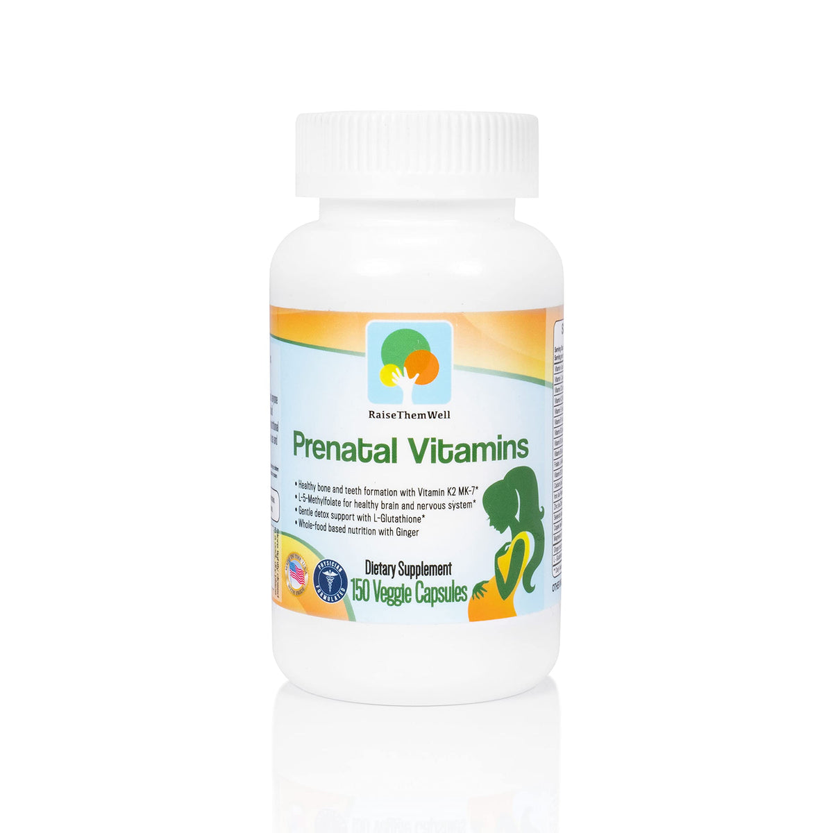 Raise Them Well prenatal multivitamin bottle front view for prenatal support