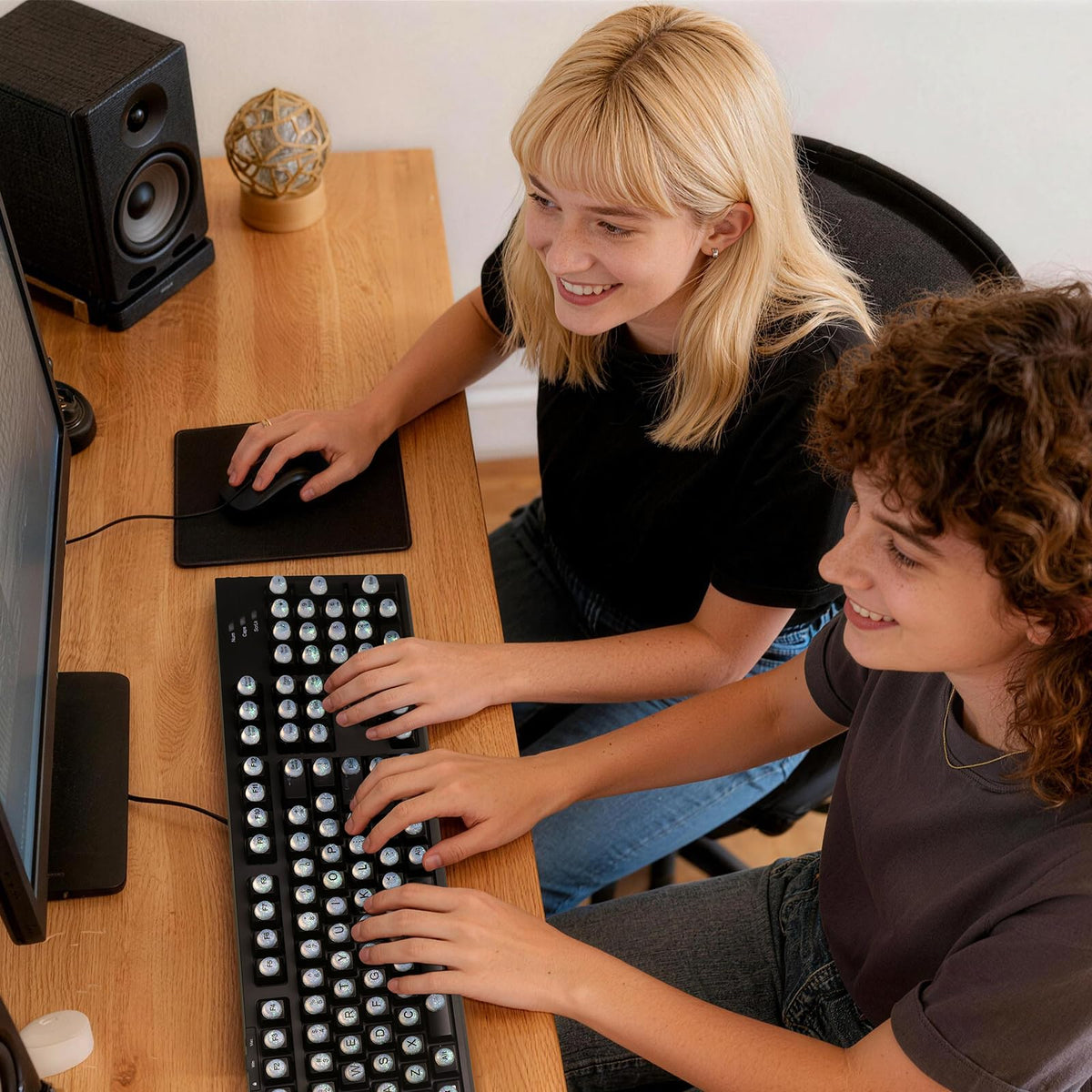 Raised Button bubble design adds bling and personality to desks.