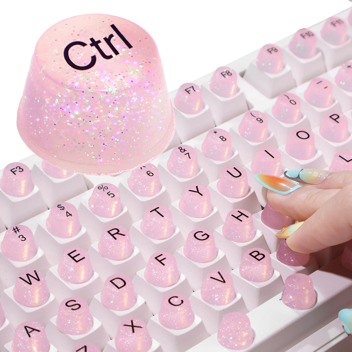 Raised Button raised keyboard stickers for long nails in pink boost typing comfort.