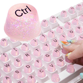 Raised Button raised keyboard stickers for long nails in pink boost typing comfort.